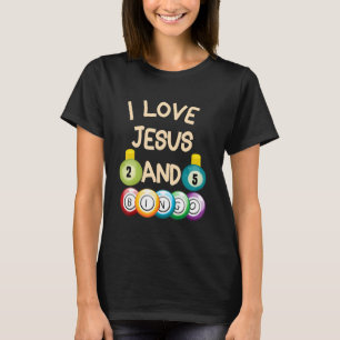 T-shirt J'Aime Jésus Et Bingo Christian Cross Board Jeux