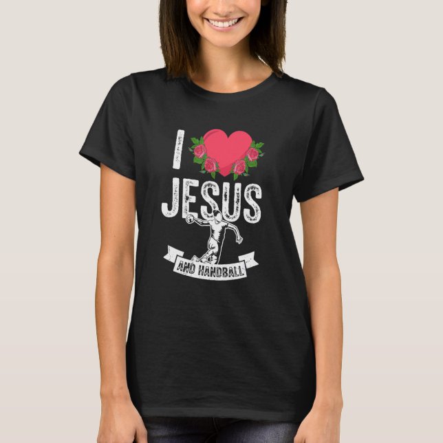 T-shirt J'Aime Jésus Et Handball Fan Team Coach Go (Devant)