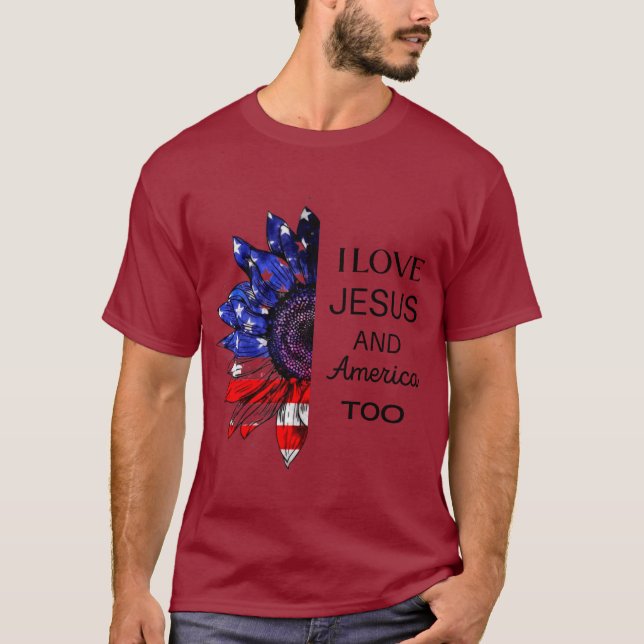 T-shirt J'aime Jésus et l'Amérique aussi (Devant)