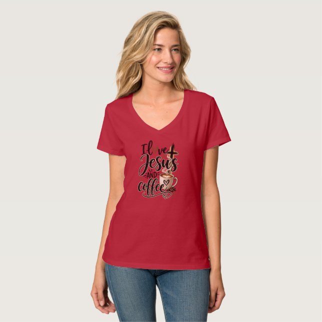 T-shirt J'aime Jésus et le café (Devant entier)