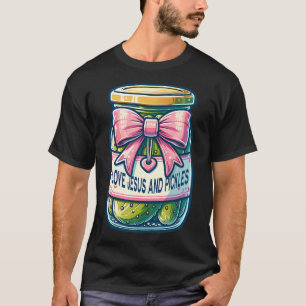 T-shirt J'aime Jésus et les cornichons avec un adorable nœ