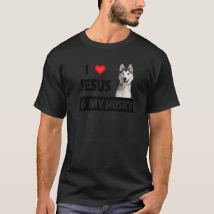 T-shirt J'aime Jésus et ma mère de chien Husky Papa Parent
