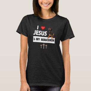 T-shirt J'aime Jésus et mon Beauceron Herding Chien Maman
