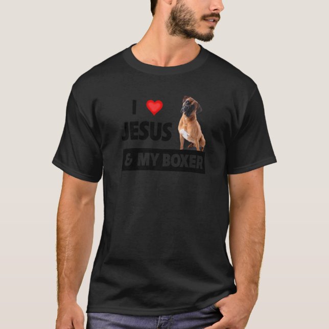 T-shirt J'Aime Jésus Et Mon Boxer Chien Maman Papa Pet Par (Devant)