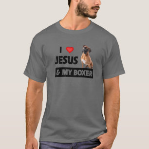 T-shirt J'Aime Jésus Et Mon Boxer Chien Maman Papa Pet Par