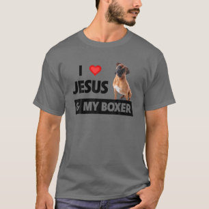 T-shirt J'Aime Jésus Et Mon Boxer Chien Maman Papa Pet Par
