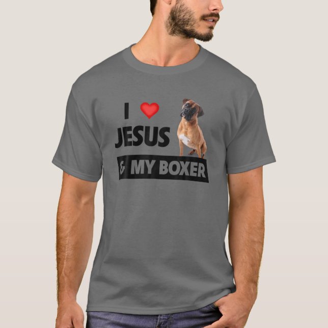T-shirt J'Aime Jésus Et Mon Boxer Chien Maman Papa Pet Par (Devant)