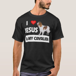 T-shirt J'aime Jésus et mon Cavalier King Charles Spaniel 