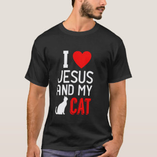 T-shirt J'aime Jésus et mon chat chrétien amateur de chats