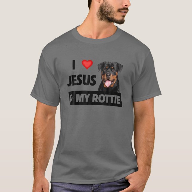 T-shirt J'Aime Jésus Et Mon Chien Rose Maman Papa Pet Pare (Devant)