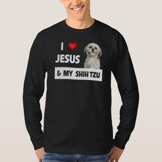 T-shirt J'Aime Jésus Et Mon Chih Tzu Maman Papa Christian  (Devant)