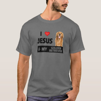 T-shirt J'Aime Jésus Et Mon Golden Retriever Chien Maman P