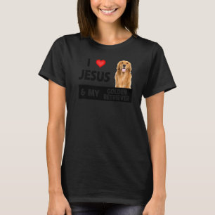 T-shirt J'Aime Jésus Et Mon Golden Retriever Chien Maman P