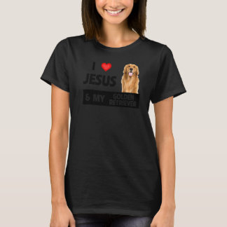 T-shirt J'Aime Jésus Et Mon Golden Retriever Chien Maman P