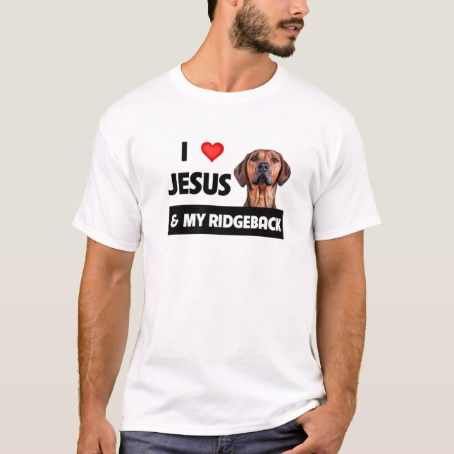 T-shirt J'Aime Jésus Et Mon Rhodesian Ridgeback Maman Papa (Devant)