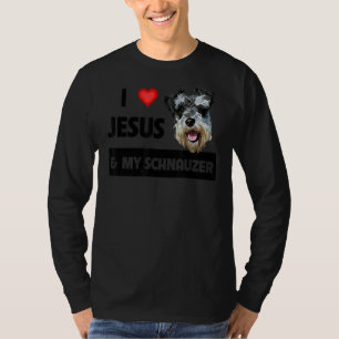 T-shirt J'Aime Jésus Et Mon Schnauzer Chien Maman Papa Pet