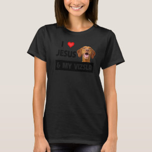 T-shirt J'Aime Jésus Et Mon Vizsla Chien Maman Papa Christ