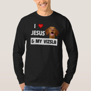 T-shirt J'Aime Jésus Et Mon Vizsla Chien Maman Papa Christ