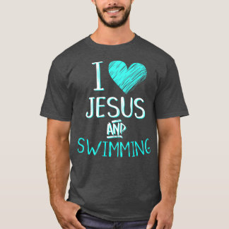 T-shirt J'Aime Jésus Et Nager Christian Swimmer Cadeau