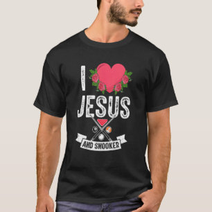 T-shirt J'Aime Jésus Et Snooker Pool Billard Joueur Eux