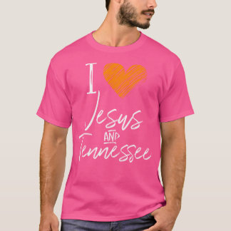 T-shirt J'Aime Jésus Et Tennessee Orange Coeur Mignonne Fa