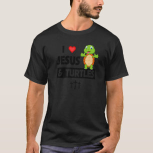 T-shirt J'aime Jésus et tortues Bible chrétienne dimanche