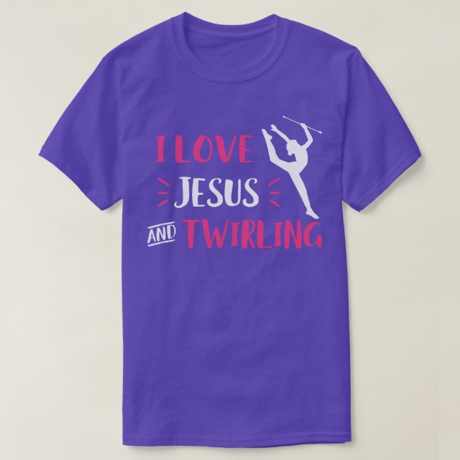 T-shirt J'aime Jésus et Twirling Baton Twirling Majorette (Design devant)