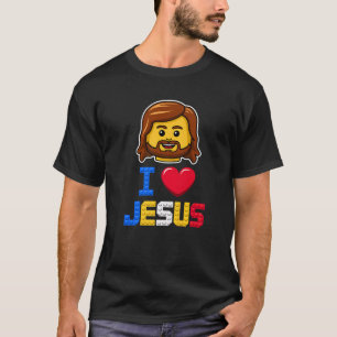 T-shirt J'aime Jésus Maître Constructeur Briques Blocs de