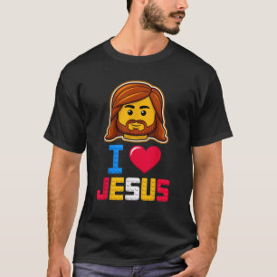 T-shirt J'aime Jésus Maître Constructeur Briques Blocs de