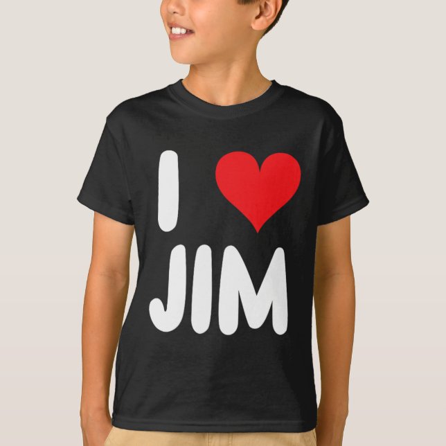 T-shirt J'aime Jim - Cœur - Nom  (Devant)