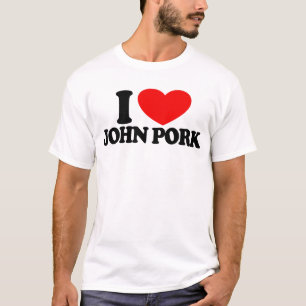 T-shirt J'aime John Pork Red Heart John Pork Mème