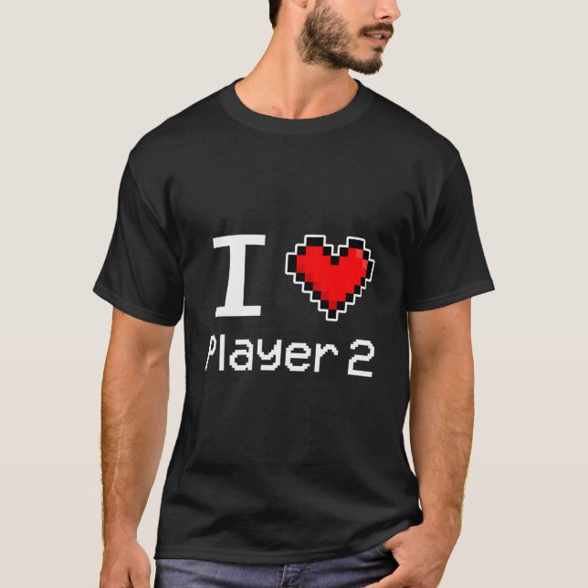 T-shirt J'aime joueur 2 Pixel Lui Joueur (Devant)