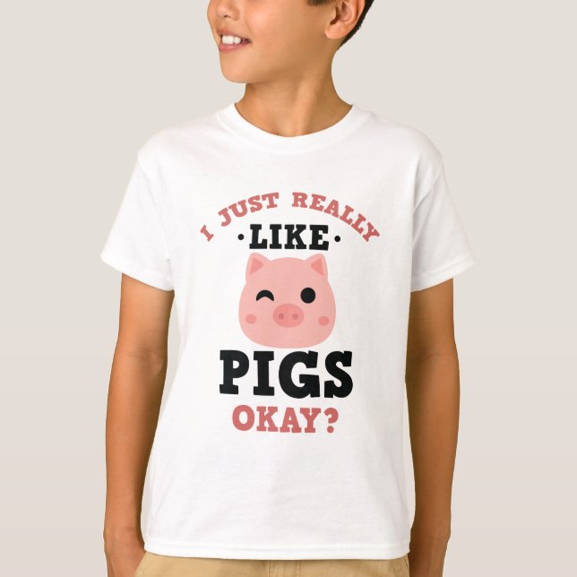 T-shirt J'aime juste vraiment l'asile de fous de porcs (Devant)