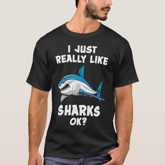 T-shirt J'aime Juste Vraiment Les Requins Ok? (Devant)