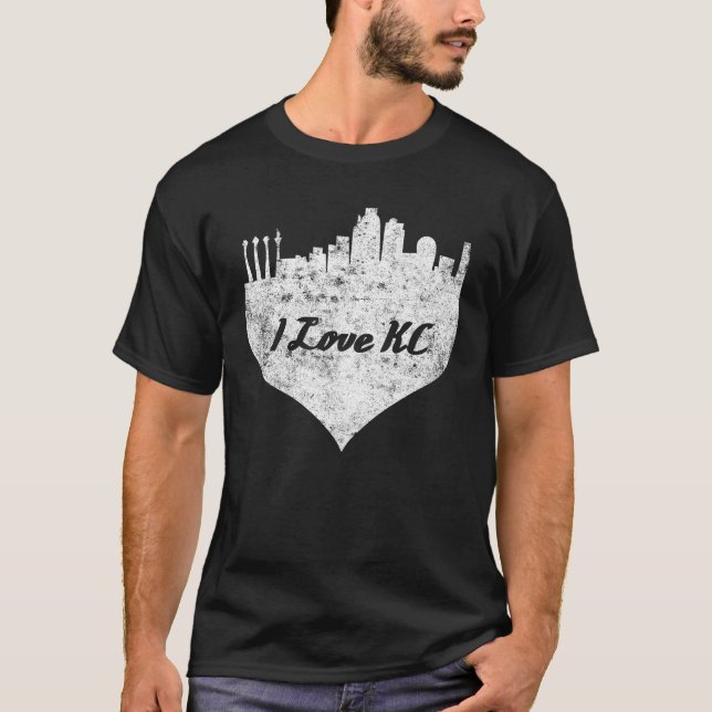 T-shirt J'aime kansas ville skyline kansas ville coeur (Devant)