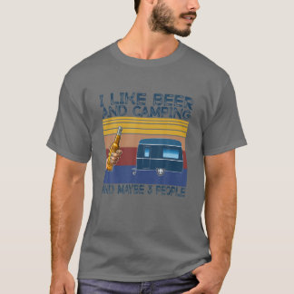 T-shirt J'Aime La Bière Et Le Camping Et Peut-Être 3 Perso