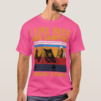T-shirt J'aime la bière et le camping et peut-être 3 perso