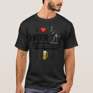 T-shirt J'aime La Bière Et Les Autruches Buvant Des Animau