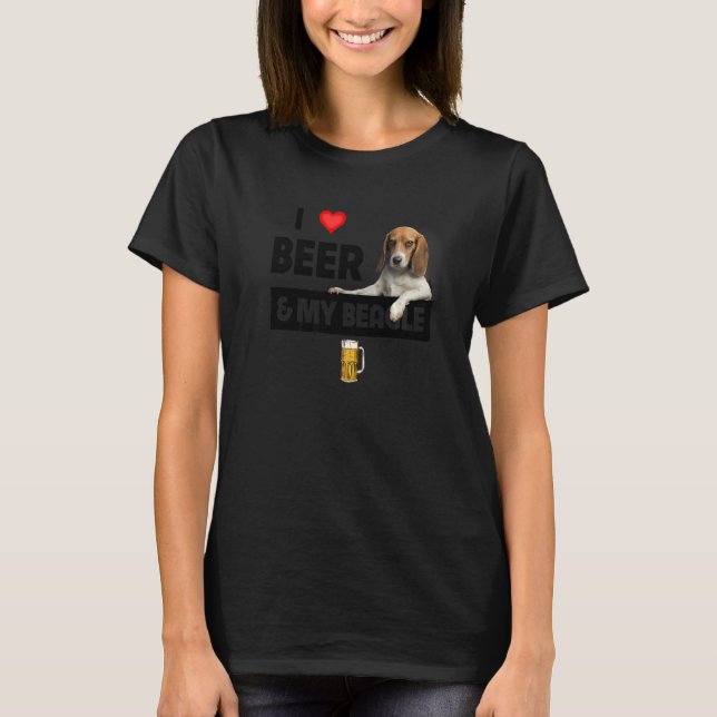 T-shirt J'Aime La Bière Et Mon Beagle Maman Papa Chasse Ch (Devant)
