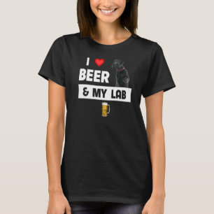 T-shirt J'Aime La Bière Et Mon Black Lab Maman Papa Labrad