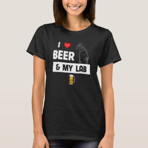 T-shirt J'Aime La Bière Et Mon Black Lab Maman Papa Labrad