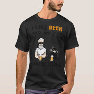 T-shirt J'Aime La Bière Et Mon Chat Et Peut-Être 3 Personn