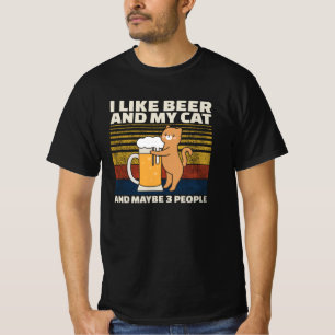 T-shirt J'Aime La Bière Et Mon Chat Et Peut-Être 3 Personn