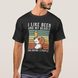 T-shirt J'Aime La Bière Et Mon Chien Vintage Rétro Beagle