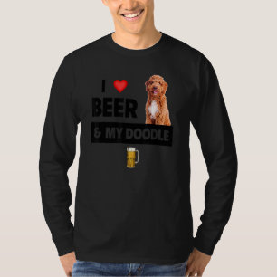T-shirt J'Aime La Bière Et Mon Doodle Doré Maman Papa Chie