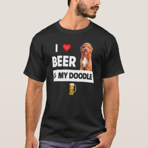 T-shirt J'Aime La Bière Et Mon Doodle Doré Maman Papa Chie