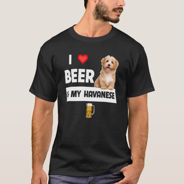 T-shirt J'Aime La Bière Et Mon Havanais Maman Papa Havapoo (Devant)