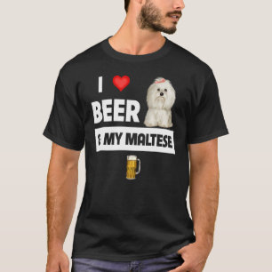 T-shirt J'Aime La Bière Et Mon Maltais Maman Papa Maltipoo