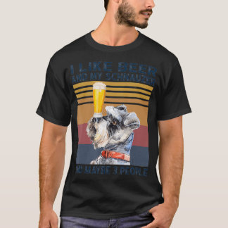 T-shirt J'aime la bière et mon Schnauzer Chien Funny Vinta