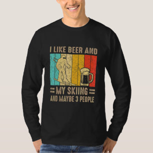 T-shirt J'Aime La Bière Et Mon Ski Et Peut-Être 3 Personne